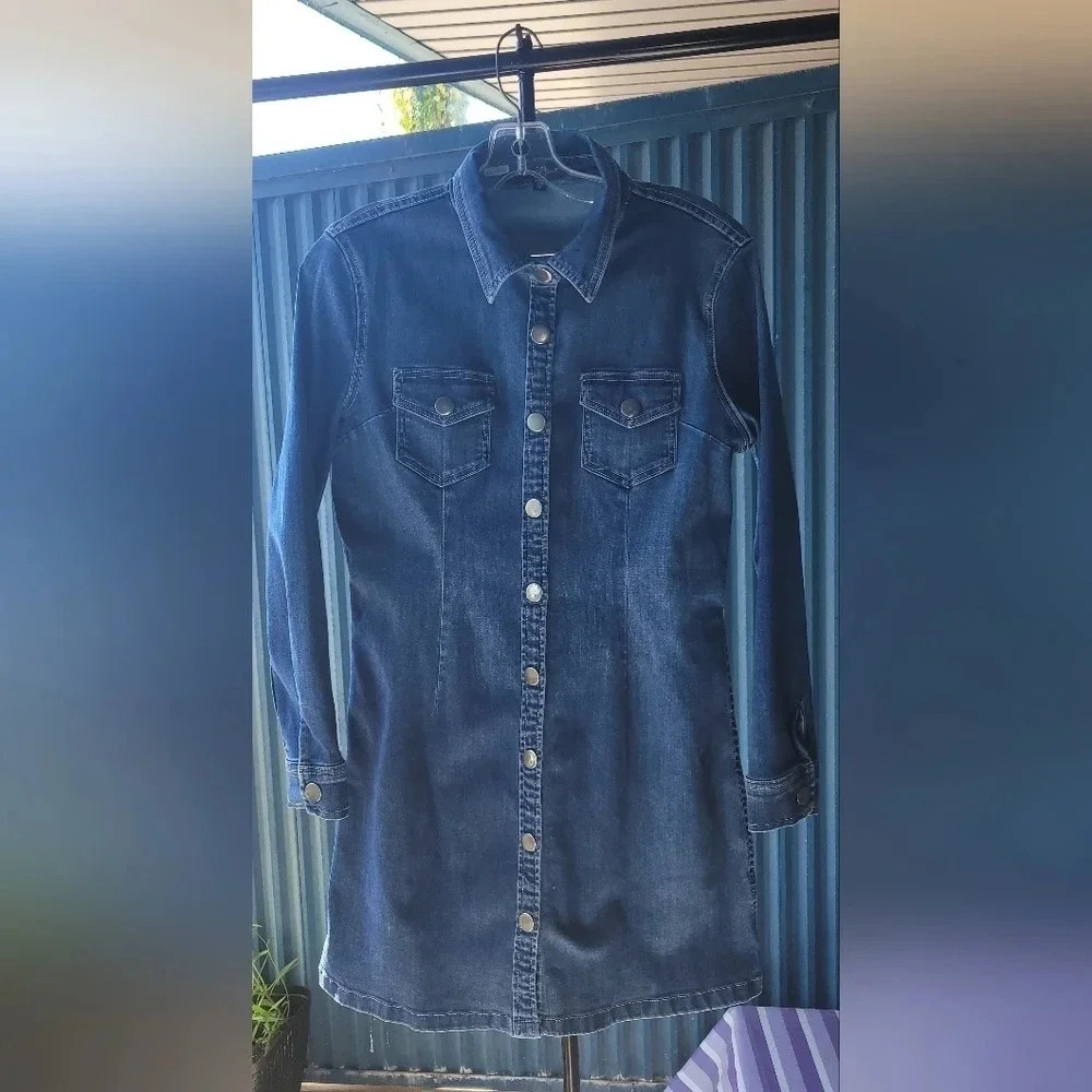Velvet Heart Snap Long Sleeve Jean Dress  Small - Picture 11 of 16